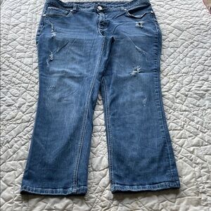 Rhythm in Blues Bootleg Straight Leg Jeans With Holes